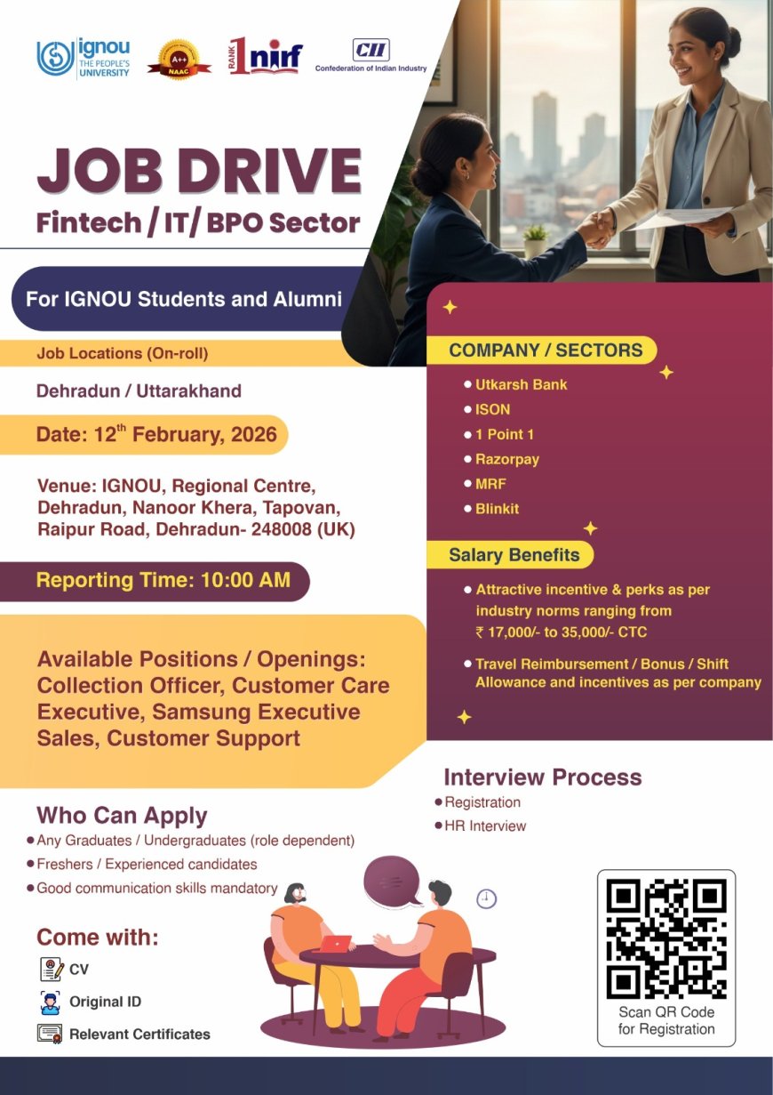 IGNOU Dehradun Mega Placement Drive 2026
